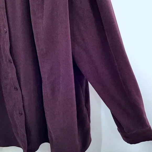 Vintage Bigshirt 3X Oversize Shirt Burgundy Moleskin Stretch Lycra Tunic Length - Picture 9 of 11